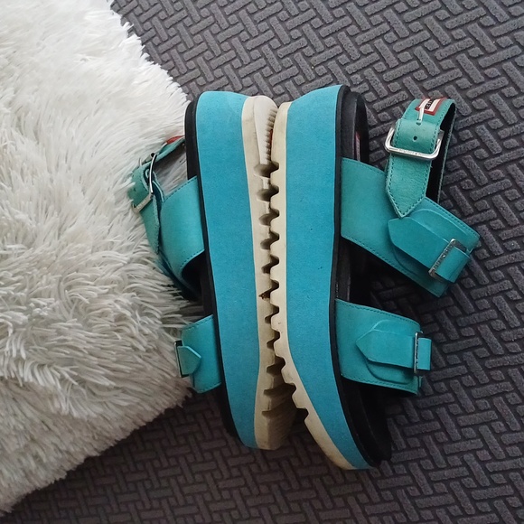 🔥🔥Hunter original Tiffany blue Turquoise platform sandals 10 10.5 - Picture 9 of 15